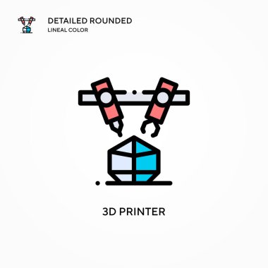 3d yazıcı vektör simgesi. Modern vektör illüstrasyon kavramları. Düzenlemesi ve kişiselleştirmesi kolay.