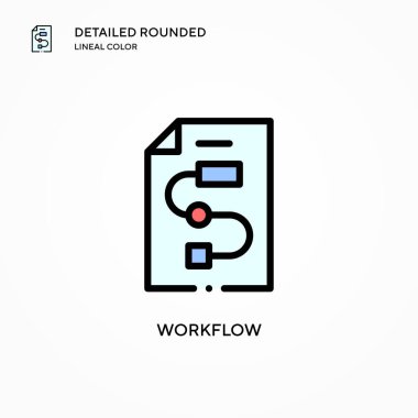 Çalışma akışı vektör simgesi. Modern vektör illüstrasyon kavramları. Düzenlemesi ve kişiselleştirmesi kolay.