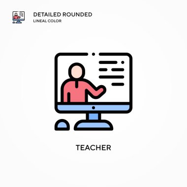 Öğretmen vektör simgesi. Modern vektör illüstrasyon kavramları. Düzenlemesi ve kişiselleştirmesi kolay.