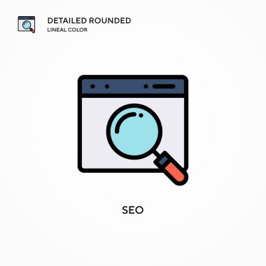 Seo vektör simgesi. Modern vektör illüstrasyon kavramları. Düzenlemesi ve kişiselleştirmesi kolay.
