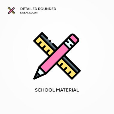 Okul malzeme vektör simgesi. Modern vektör illüstrasyon kavramları. Düzenlemesi ve kişiselleştirmesi kolay.
