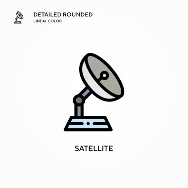 Uydu vektör simgesi. Modern vektör illüstrasyon kavramları. Düzenlemesi ve kişiselleştirmesi kolay.