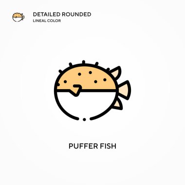 Kirpi balığı vektör simgesi. Modern vektör illüstrasyon kavramları. Düzenlemesi ve kişiselleştirmesi kolay.