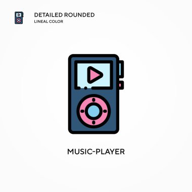 Müzik çalar vektör simgesi. Modern vektör illüstrasyon kavramları. Düzenlemesi ve kişiselleştirmesi kolay.