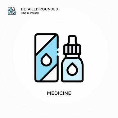 İlaç vektör simgesi. Modern vektör illüstrasyon kavramları. Düzenlemesi ve kişiselleştirmesi kolay.