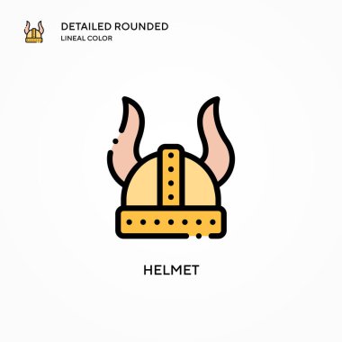 Miğfer vektör simgesi. Modern vektör illüstrasyon kavramları. Düzenlemesi ve kişiselleştirmesi kolay.