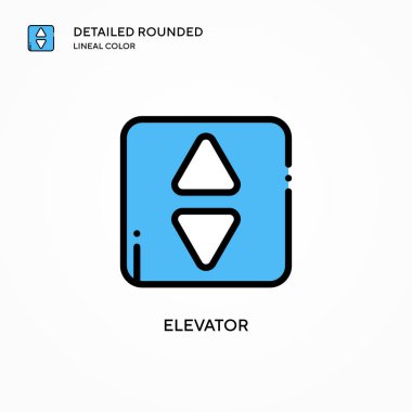 Asansör vektör simgesi. Modern vektör illüstrasyon kavramları. Düzenlemesi ve kişiselleştirmesi kolay.