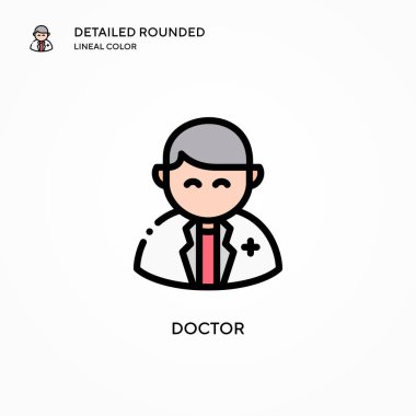 Doktor vektör simgesi. Modern vektör illüstrasyon kavramları. Düzenlemesi ve kişiselleştirmesi kolay.