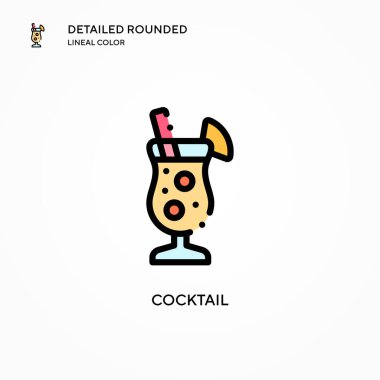 Kokteyl vektör simgesi. Modern vektör illüstrasyon kavramları. Düzenlemesi ve kişiselleştirmesi kolay.