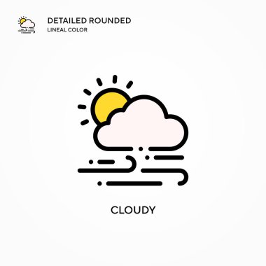 Bulutlu vektör simgesi. Modern vektör illüstrasyon kavramları. Düzenlemesi ve kişiselleştirmesi kolay.