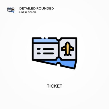 Bilet vektör simgesi. Modern vektör illüstrasyon kavramları. Düzenlemesi ve kişiselleştirmesi kolay.