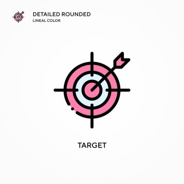 Hedef vektör simgesi. Modern vektör illüstrasyon kavramları. Düzenlemesi ve kişiselleştirmesi kolay.