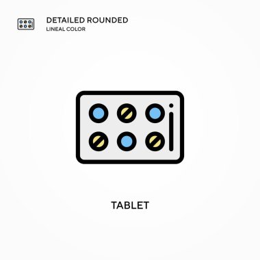Tablet vektör simgesi. Modern vektör illüstrasyon kavramları. Düzenlemesi ve kişiselleştirmesi kolay.
