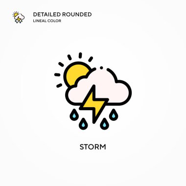 Fırtına vektör simgesi. Modern vektör illüstrasyon kavramları. Düzenlemesi ve kişiselleştirmesi kolay.