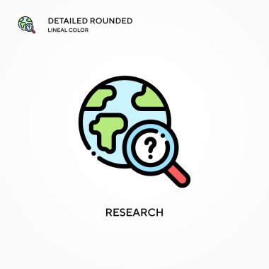 Araştırma vektör simgesi. Modern vektör illüstrasyon kavramları. Düzenlemesi ve kişiselleştirmesi kolay.