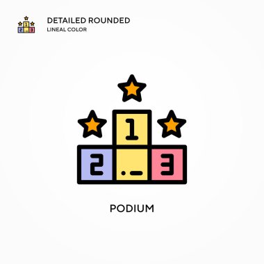 Podyum vektör simgesi. Modern vektör illüstrasyon kavramları. Düzenlemesi ve kişiselleştirmesi kolay.