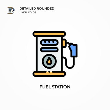 Yakıt istasyonu vektör simgesi. Modern vektör illüstrasyon kavramları. Düzenlemesi ve kişiselleştirmesi kolay.