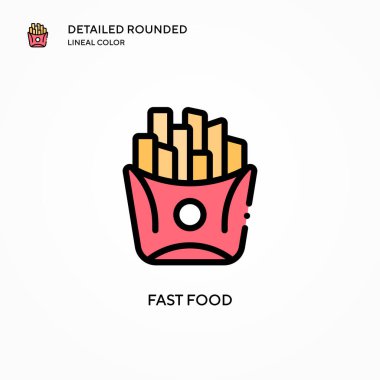 Fast food vektör simgesi. Modern vektör illüstrasyon kavramları. Düzenlemesi ve kişiselleştirmesi kolay.