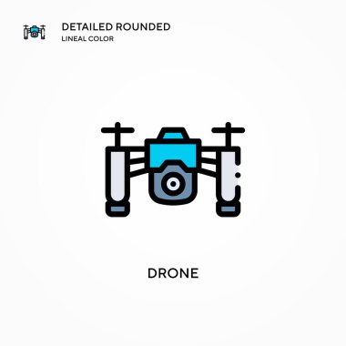 Drone vektör simgesi. Modern vektör illüstrasyon kavramları. Düzenlemesi ve kişiselleştirmesi kolay.