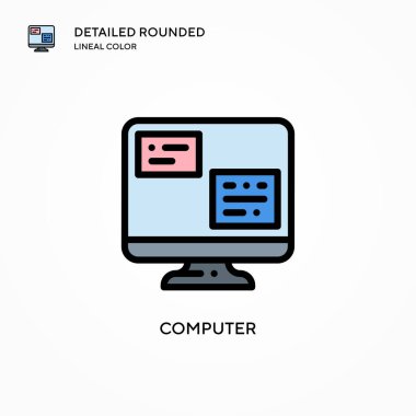Bilgisayar vektör simgesi. Modern vektör illüstrasyon kavramları. Düzenlemesi ve kişiselleştirmesi kolay.