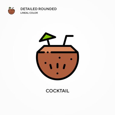 Kokteyl vektör simgesi. Modern vektör illüstrasyon kavramları. Düzenlemesi ve kişiselleştirmesi kolay.