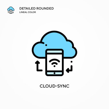 Bulut senkron vektör simgesi. Modern vektör illüstrasyon kavramları. Düzenlemesi ve kişiselleştirmesi kolay.