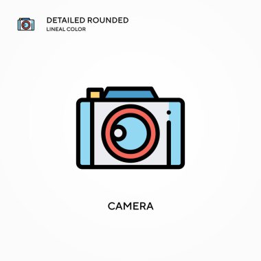Kamera vektör simgesi. Modern vektör illüstrasyon kavramları. Düzenlemesi ve kişiselleştirmesi kolay.