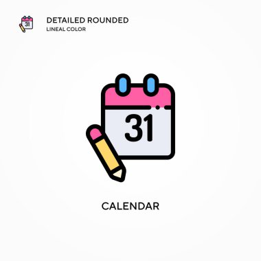 Takvim vektör simgesi. Modern vektör illüstrasyon kavramları. Düzenlemesi ve kişiselleştirmesi kolay.