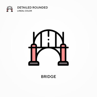 Köprü vektör simgesi. Modern vektör illüstrasyon kavramları. Düzenlemesi ve kişiselleştirmesi kolay.