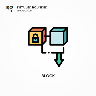 Blok vektör simgesi. Modern vektör illüstrasyon kavramları. Düzenlemesi ve kişiselleştirmesi kolay.