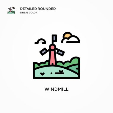 Yel değirmeni ikonu. Modern vektör illüstrasyon kavramları. Düzenlemesi ve kişiselleştirmesi kolay.