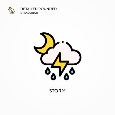 Fırtına vektör simgesi. Modern vektör illüstrasyon kavramları. Düzenlemesi ve kişiselleştirmesi kolay.