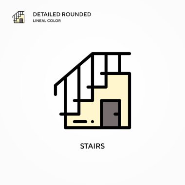 Merdiven vektör simgesi. Modern vektör illüstrasyon kavramları. Düzenlemesi ve kişiselleştirmesi kolay.