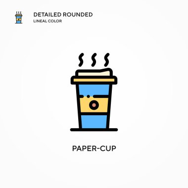 Kağıt bardak vektör simgesi. Modern vektör illüstrasyon kavramları. Düzenlemesi ve kişiselleştirmesi kolay.