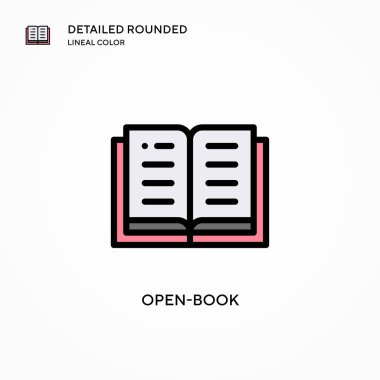Açık-kitap vektör simgesi. Modern vektör illüstrasyon kavramları. Düzenlemesi ve kişiselleştirmesi kolay.