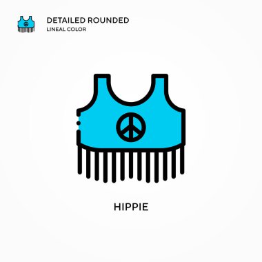 Hippi vektör simgesi. Modern vektör illüstrasyon kavramları. Düzenlemesi ve kişiselleştirmesi kolay.