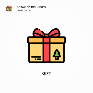Hediye vektör simgesi. Modern vektör illüstrasyon kavramları. Düzenlemesi ve kişiselleştirmesi kolay.