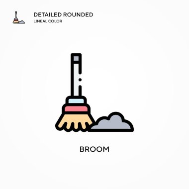 Süpürge vektör simgesi. Modern vektör illüstrasyon kavramları. Düzenlemesi ve kişiselleştirmesi kolay.