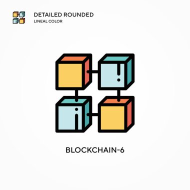Blokchain-6 vektör simgesi. Modern vektör illüstrasyon kavramları. Düzenlemesi ve kişiselleştirmesi kolay.