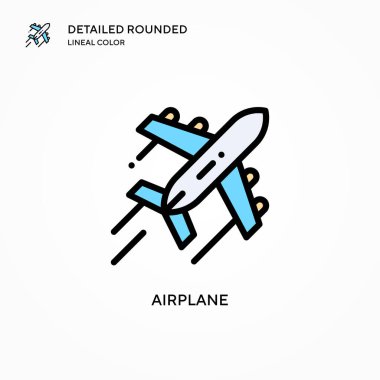 Uçak vektör simgesi. Modern vektör illüstrasyon kavramları. Düzenlemesi ve kişiselleştirmesi kolay.