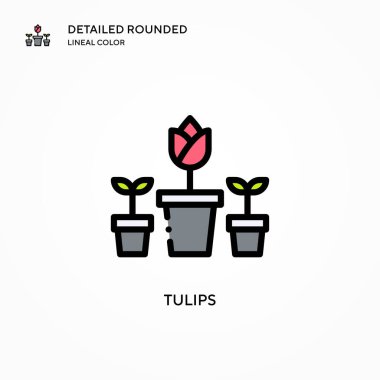 Lale vektör simgesi. Modern vektör illüstrasyon kavramları. Düzenlemesi ve kişiselleştirmesi kolay.