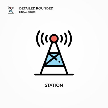 İstasyon vektör simgesi. Modern vektör illüstrasyon kavramları. Düzenlemesi ve kişiselleştirmesi kolay.