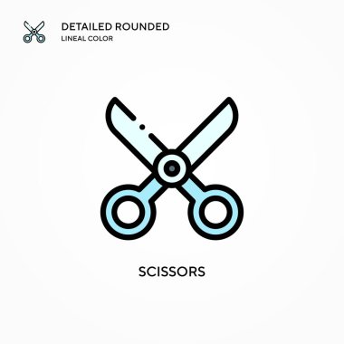 Makas vektör simgesi. Modern vektör illüstrasyon kavramları. Düzenlemesi ve kişiselleştirmesi kolay.