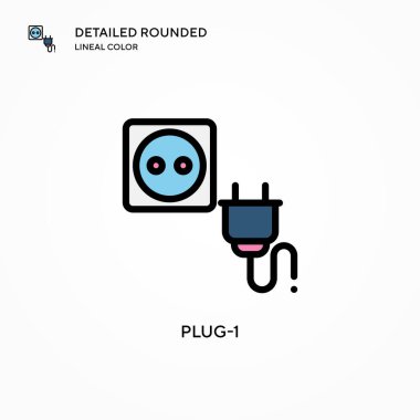 Plug-1 vektör simgesi. Modern vektör illüstrasyon kavramları. Düzenlemesi ve kişiselleştirmesi kolay.