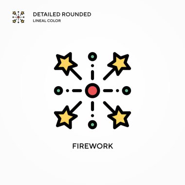 Havai fişek vektör simgesi. Modern vektör illüstrasyon kavramları. Düzenlemesi ve kişiselleştirmesi kolay.