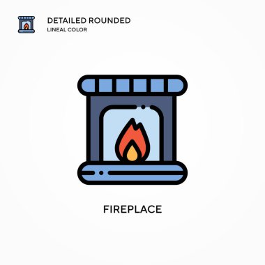 Şömine vektör simgesi. Modern vektör illüstrasyon kavramları. Düzenlemesi ve kişiselleştirmesi kolay.