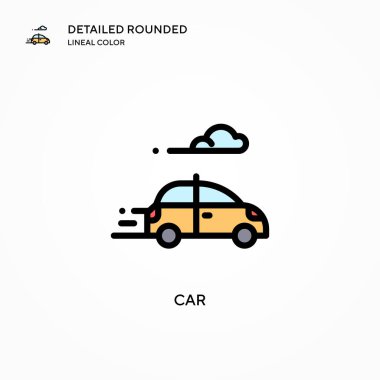 Araba vektör simgesi. Modern vektör illüstrasyon kavramları. Düzenlemesi ve kişiselleştirmesi kolay.