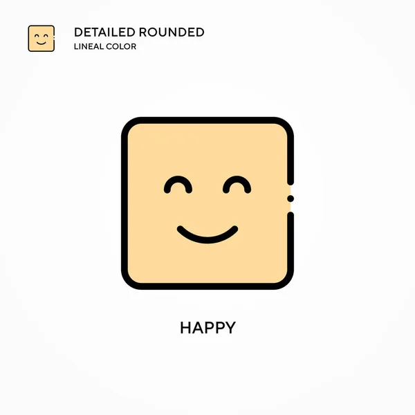 ハッピーベクトルアイコン 現代のベクトル図の概念 編集とカスタマイズが簡単 — ストックベクタ