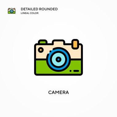 Kamera vektör simgesi. Modern vektör illüstrasyon kavramları. Düzenlemesi ve kişiselleştirmesi kolay.