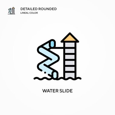 Su kaydırağı vektör simgesi. Modern vektör illüstrasyon kavramları. Düzenlemesi ve kişiselleştirmesi kolay.